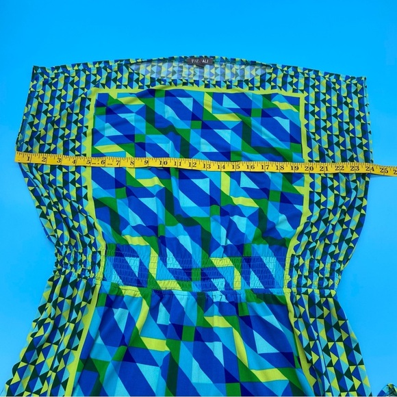 Roz & Ali Geometric Blue and Green Coverup Dress Size 14 - Picture 4 of 6